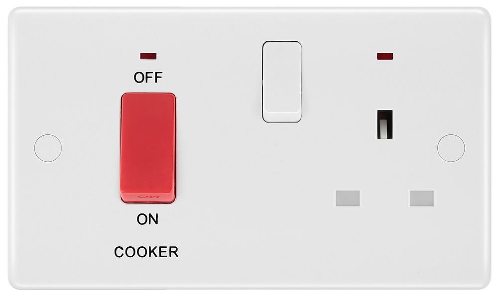 BG 45A DP Cooker Socket Neon Switch White 870