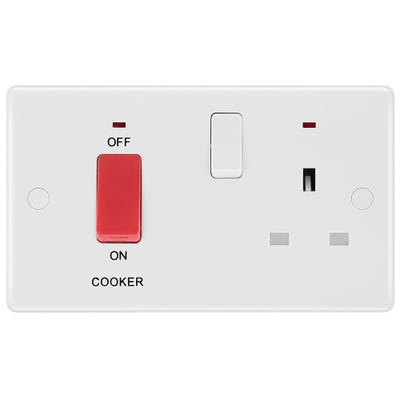 BG 45A DP Cooker Socket Neon Switch White 870