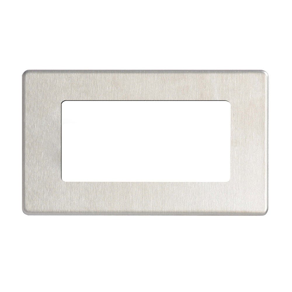 BG Screwless 4 Module Euro Single Front Plate Brushed Steel FBSEMR4