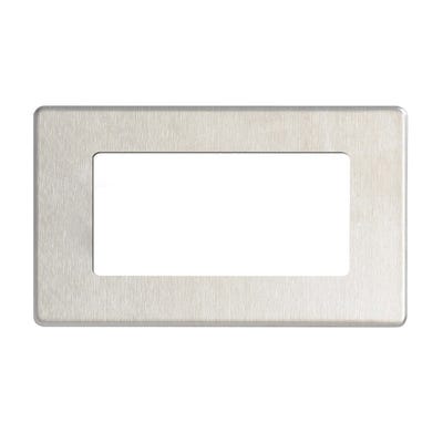 BG Nexus Screwless Flatplate 4 Module Euro Plate Rectangular Brushed Steel FBSEMR4-01