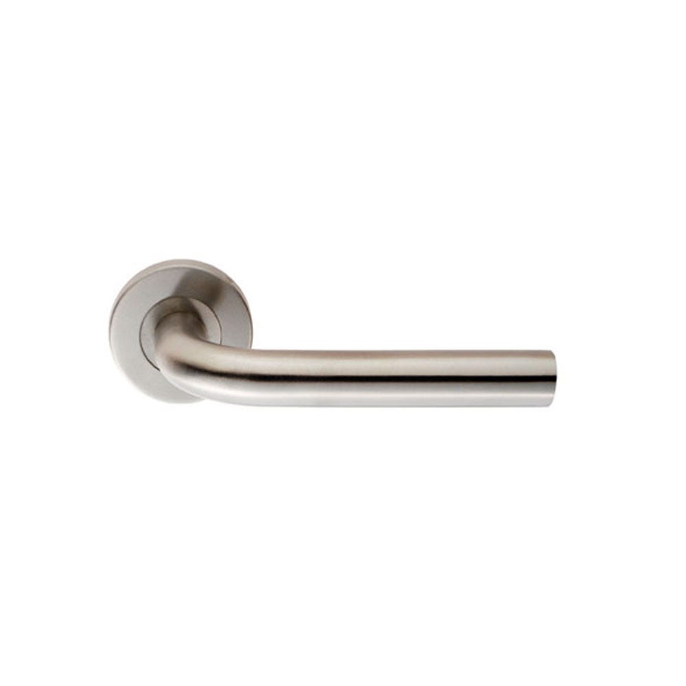Traditional Handle on Round Rose in Stainless Steel