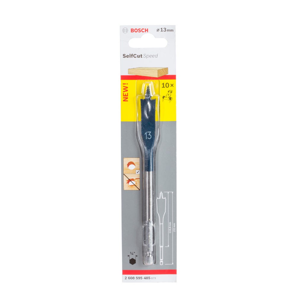 Bosch Flat Drill Bit Selfcut Speed Hex Shank 13 x 152mm