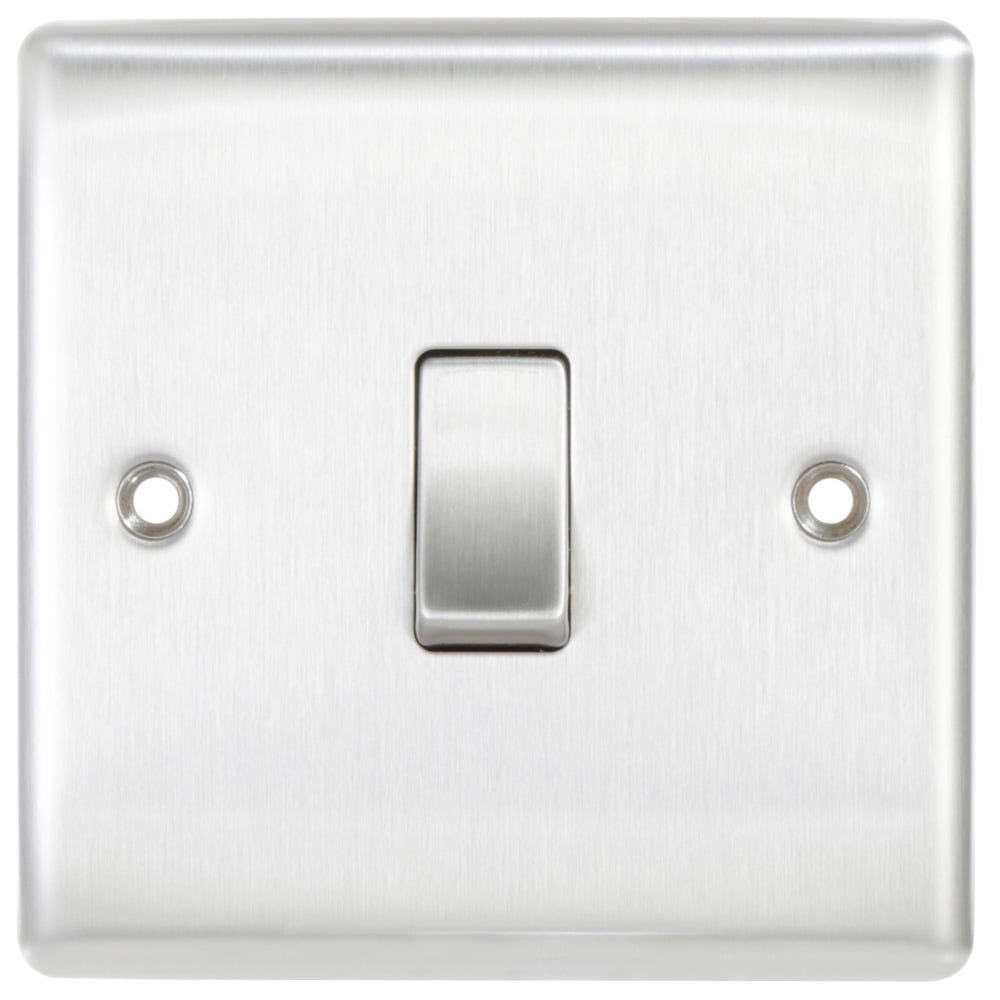 BG 20A 1 Gang 2 Way Light Switch Brushed Steel NBS12