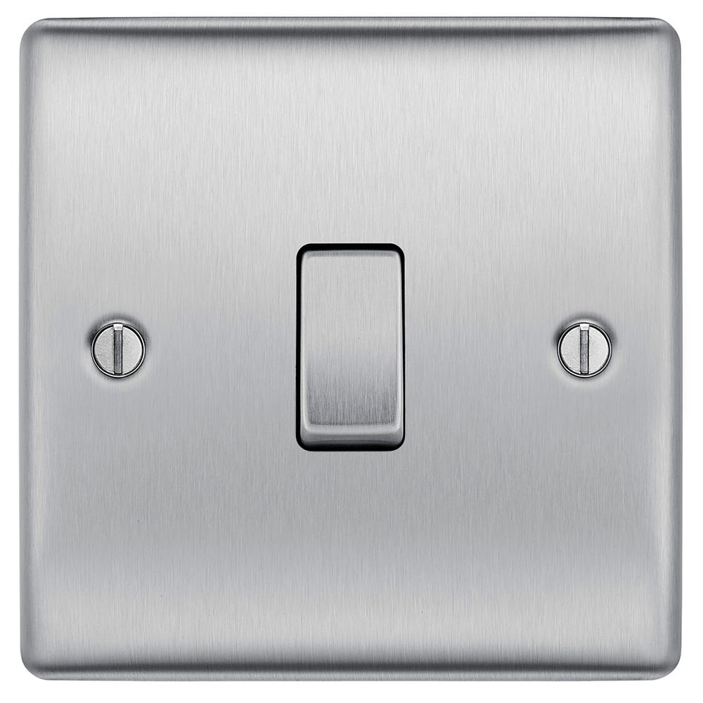 BG 20A Intermediate Light Switch Brushed Steel NBS13