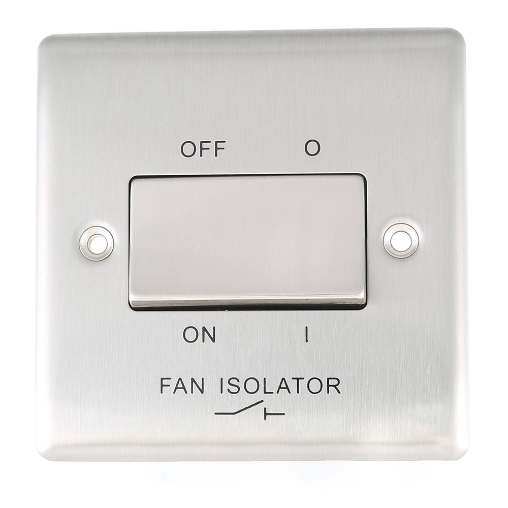 BG 10A 10AX 3 Pole Fan Isolator Switch Brushed Steel NBS15