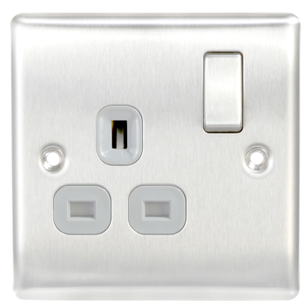 BG 13A 1 Gang DP Switched Socket Brushed Steel NBS21G