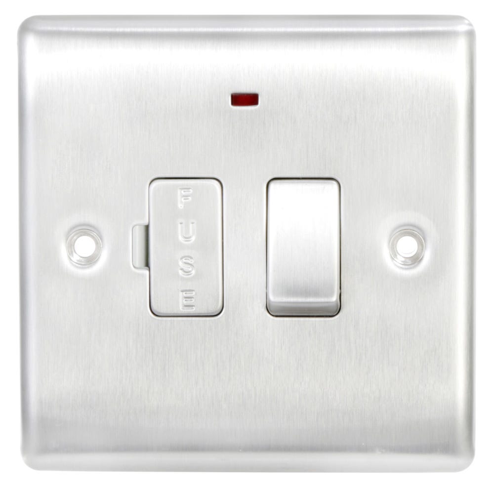 BG 13A Neon Switched Fused Spur Unit Brushed Steel NBS52