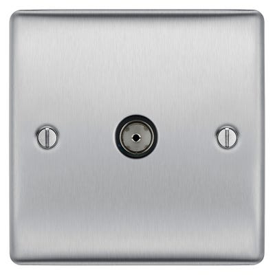 BG 1 Gang Coaxial TV Socket Brushed Steel NBS60-01
