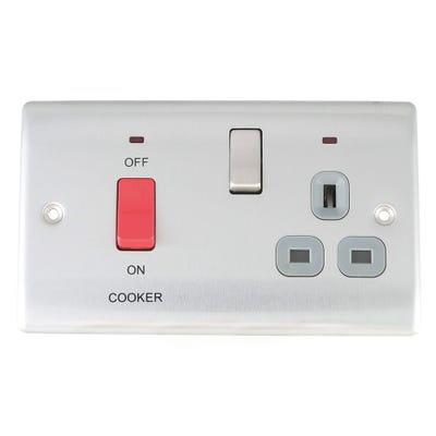 BG 45A DP Cooker Socket Neon Switch Brushed Steel NBS70G
