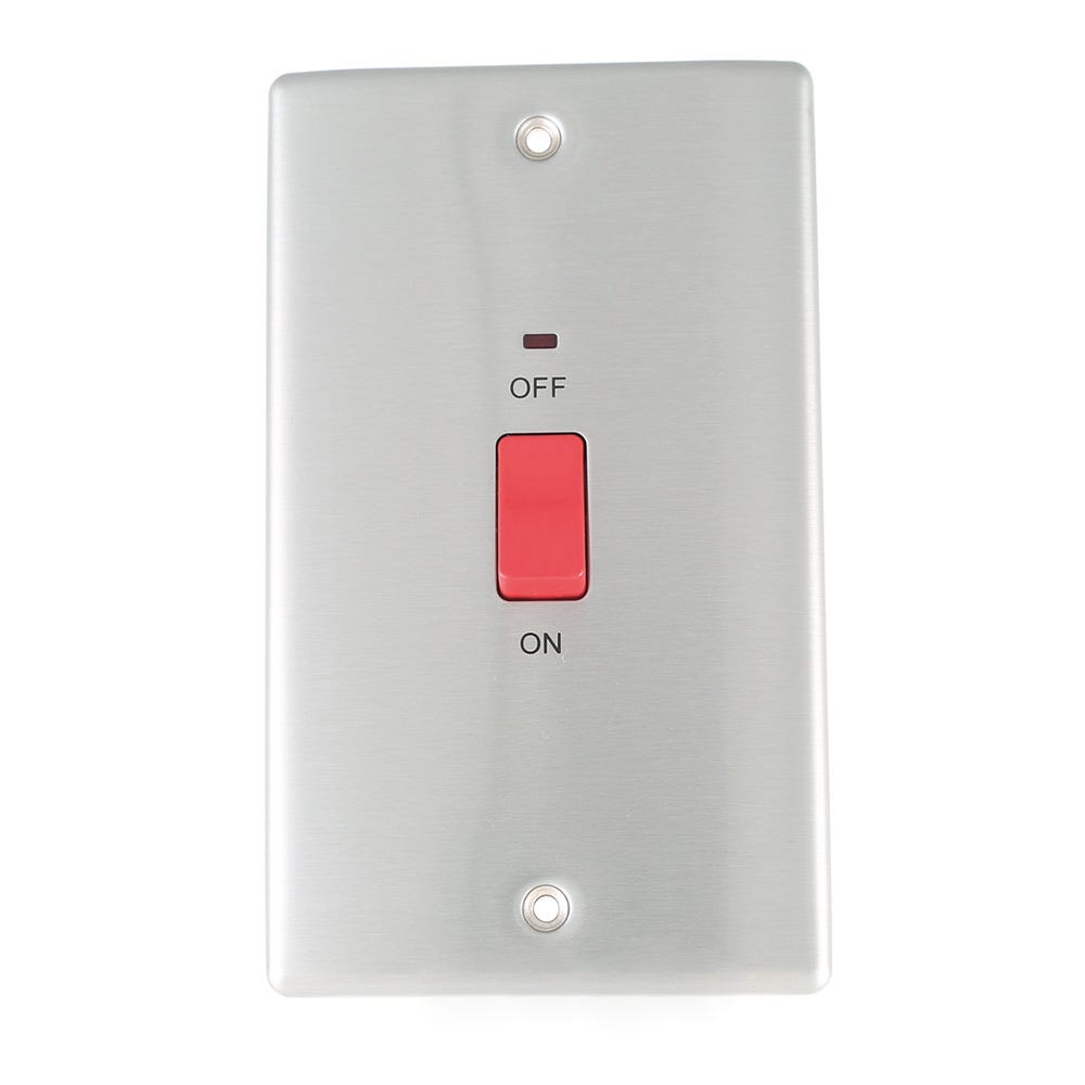 BG 45A DP Large Plate Neon Switch Brushed Steel NBS72