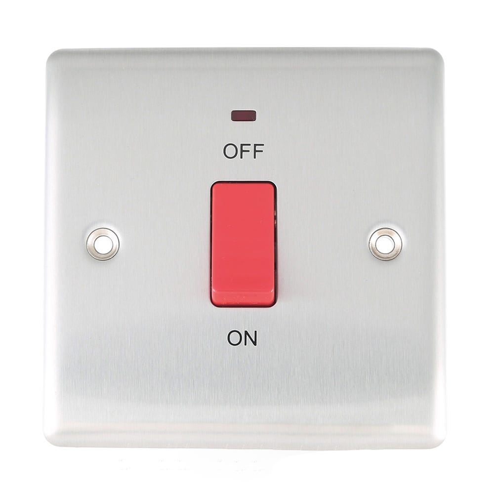 BG 45A DP Neon Switch Brushed Steel NBS74