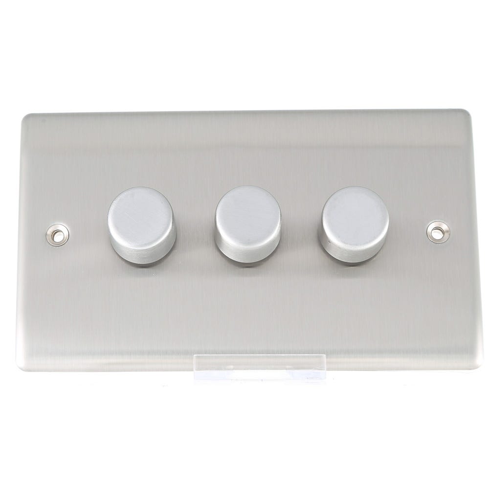 BG Nexus Brushed Stainless Steel Dimmer Switch 2way 400watts Push on//off