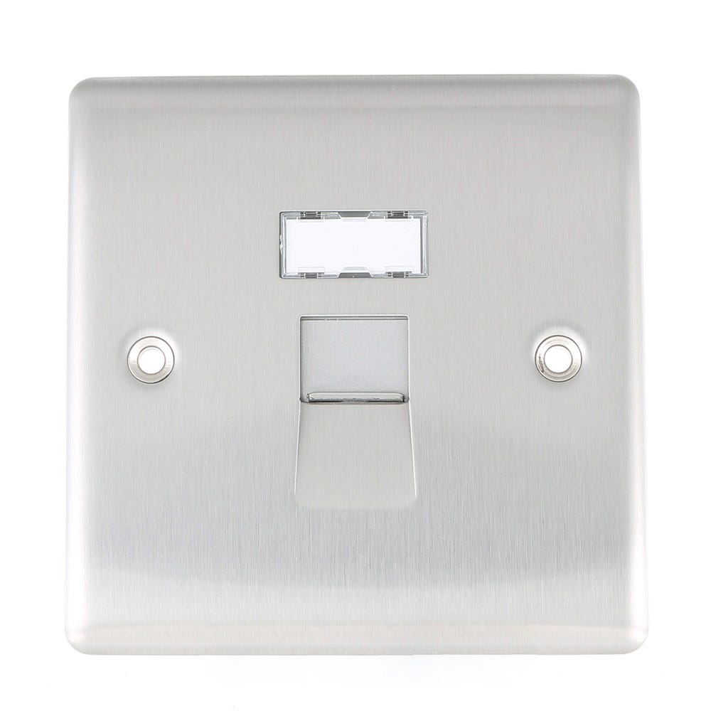 BG 1 Gang RJ45 Data Outlet Socket Brushed Steel NBSRJ451
