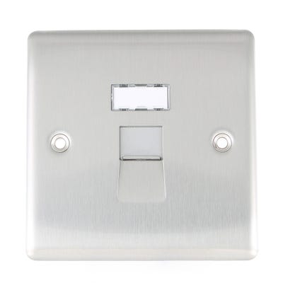 BG Nexus 1 Gang RJ45 Data Outlet Socket Brushed Steel NBSRJ451-01