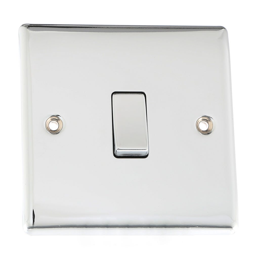 BG 20A 1 Gang 2 Way Light Switch Polished Chrome NPC12