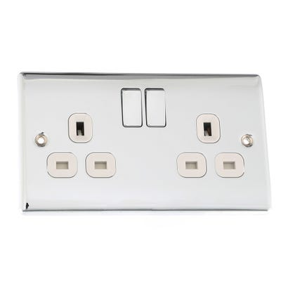 BG 13A 2 Gang DP Switched Socket Polished Chrome NPC22W