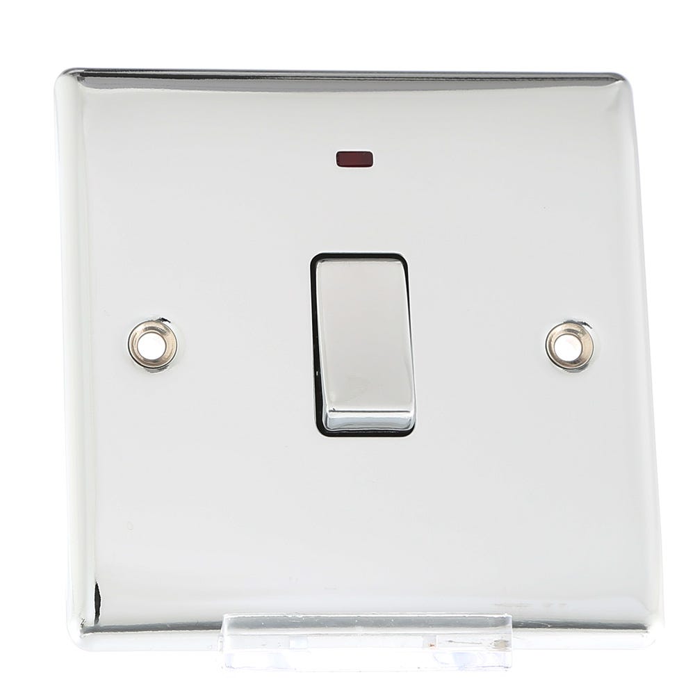 BG 20A 1 Gang DP Neon Switch Polished Chrome NPC31