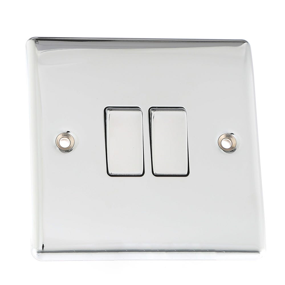 BG 20A 2 Gang 2 Way Light Switch Polished Chrome NPC42