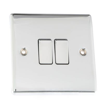 BG Nexus 20A 16AX 2 Gang 2 Way Light Switch Polished Chrome NPC42-01