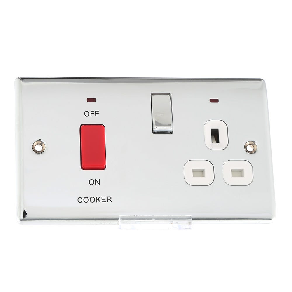 BG 45A DP Cooker Socket Neon Switch Polished ChromeNPC70W
