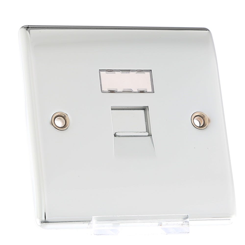 BG 1 Gang RJ45 Data Outlet Socket Polished Chrome NPCRJ451