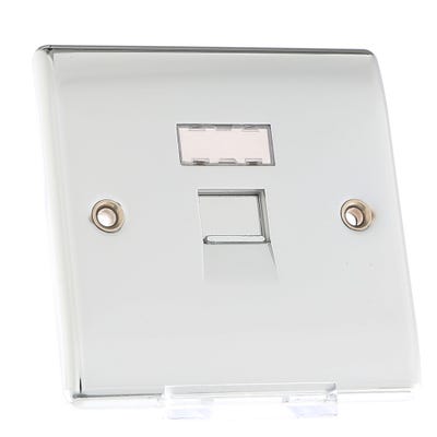 BG 1 Gang RJ45 Data Outlet Socket Polished Chrome NPCRJ451