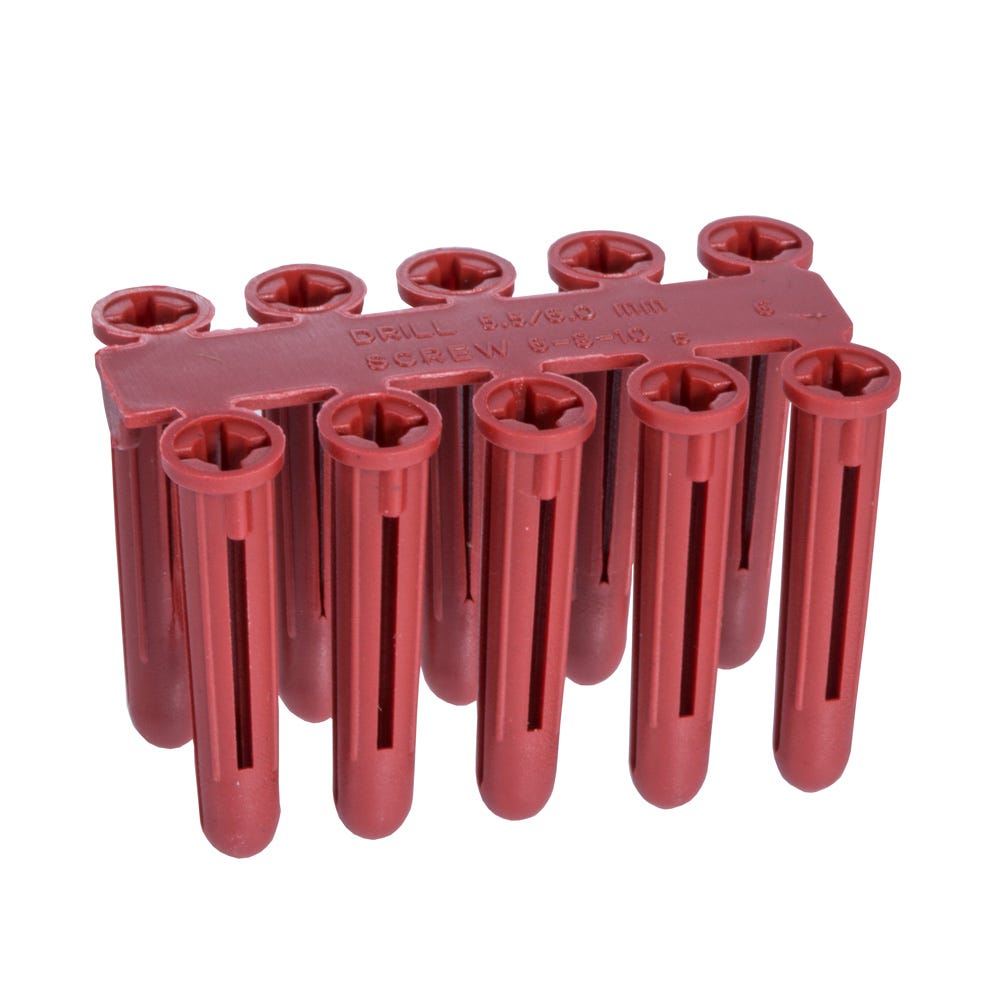 Speed Pro 6mm Red Plastic Wall Plugs Pack of 200
