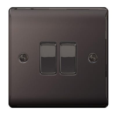 BG 20A 2 Gang 2 Way Light Switch Black Nickel NBN42