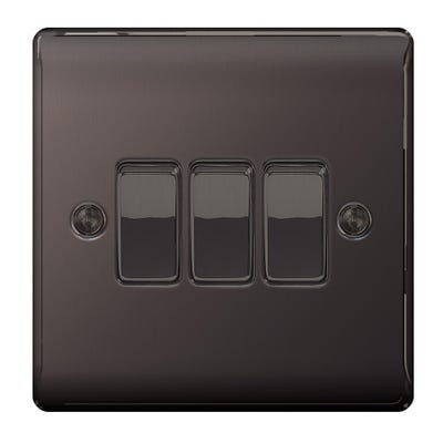 BG 20A 3 Gang 2 Way Light Switch Black Nickel NBN43