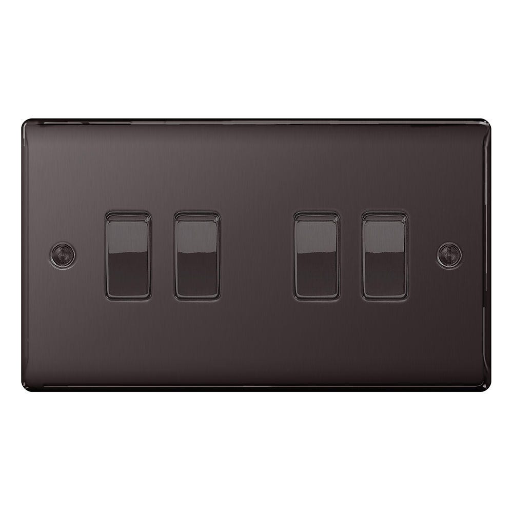 BG 20A 4 Gang 2 Way Light Switch Black Nickel NBN44