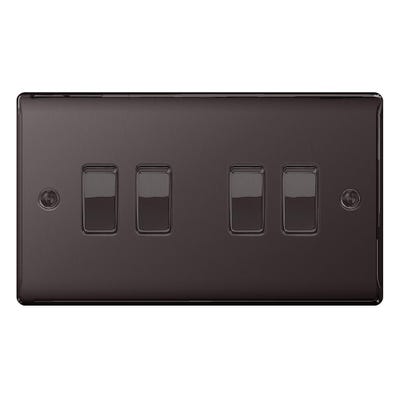 BG 20A 4 Gang 2 Way Light Switch Black Nickel NBN44