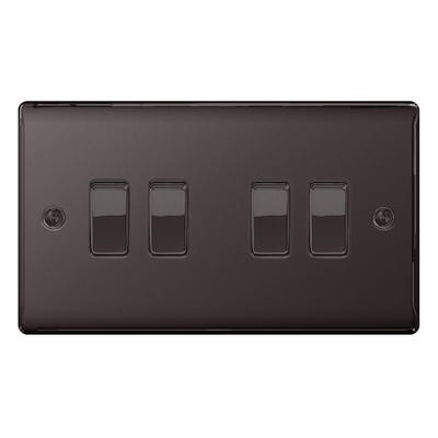 BG Nexus 20A 16AX 4 Gang 2 Way Light Switch Black Nickel NBN44-01