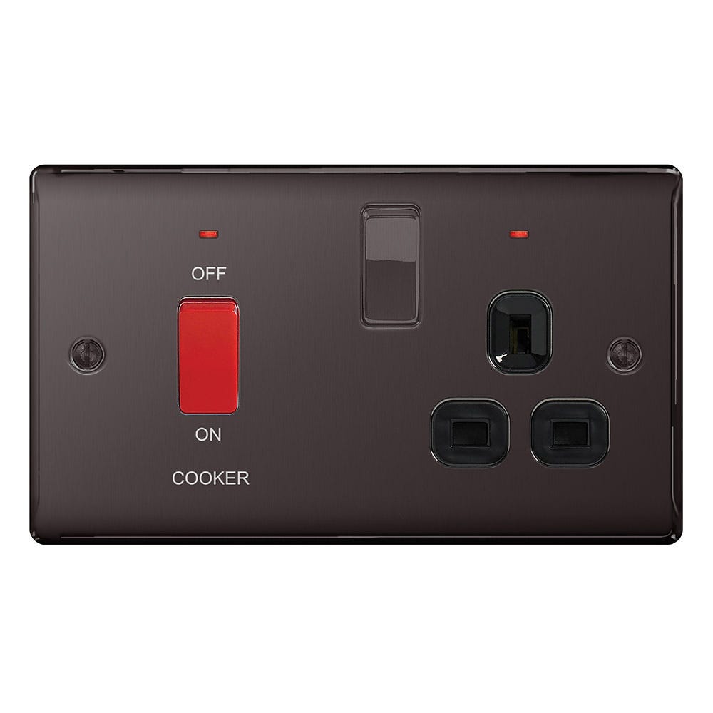 BG 45A DP Cooker Socket Neon Switch Black Nickel NBN70B