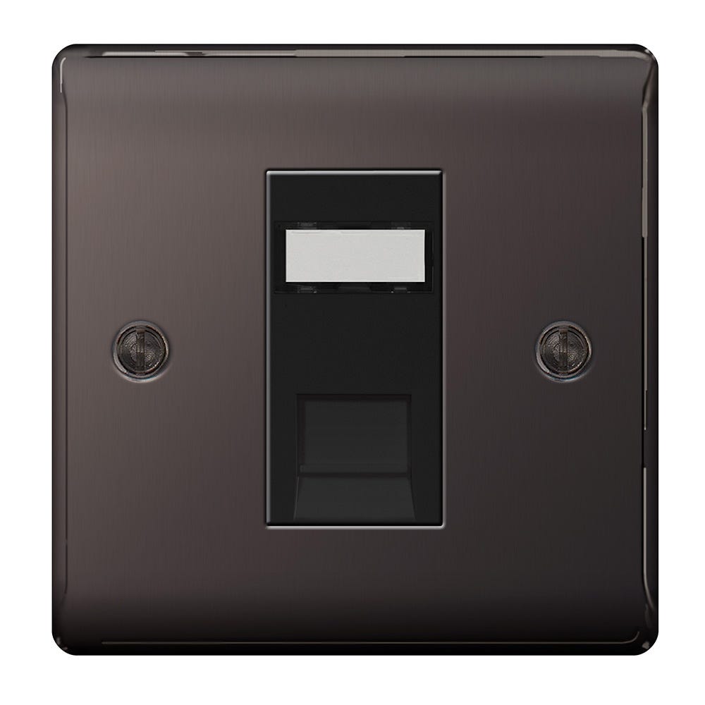 BG 1 Gang RJ45 Data Outlet Socket Black Nickel NBNRJ451