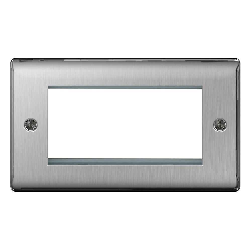 BG 4 Module Euro Plate Rectangular Brushed Steel NBSEMR4