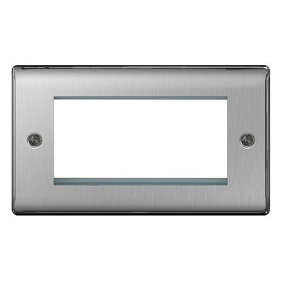 BG 4 Module Euro Plate Rectangular Brushed Steel NBSEMR4