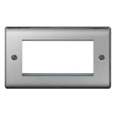 BG Nexus 4 Module Euro Plate Rectangular Brushed Steel NBSEMR4-01