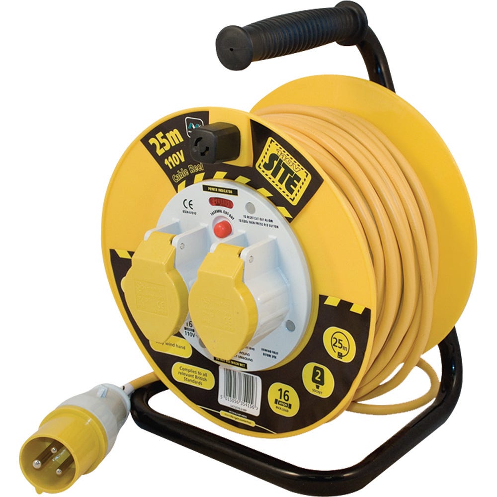 Masterplug 110V 2 Gang Cable Reel 25m LVCT2516/2-MP