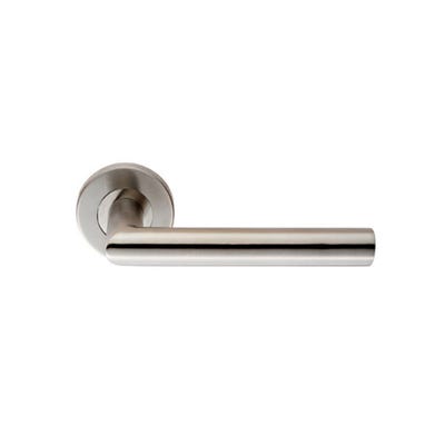 Mitred Round Handle on Round Rose in Stainless Steel