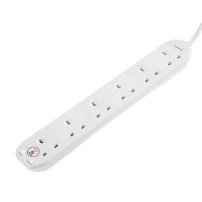 Masterplug 13A 6 Gang 2m Surge Protected Extension Lead