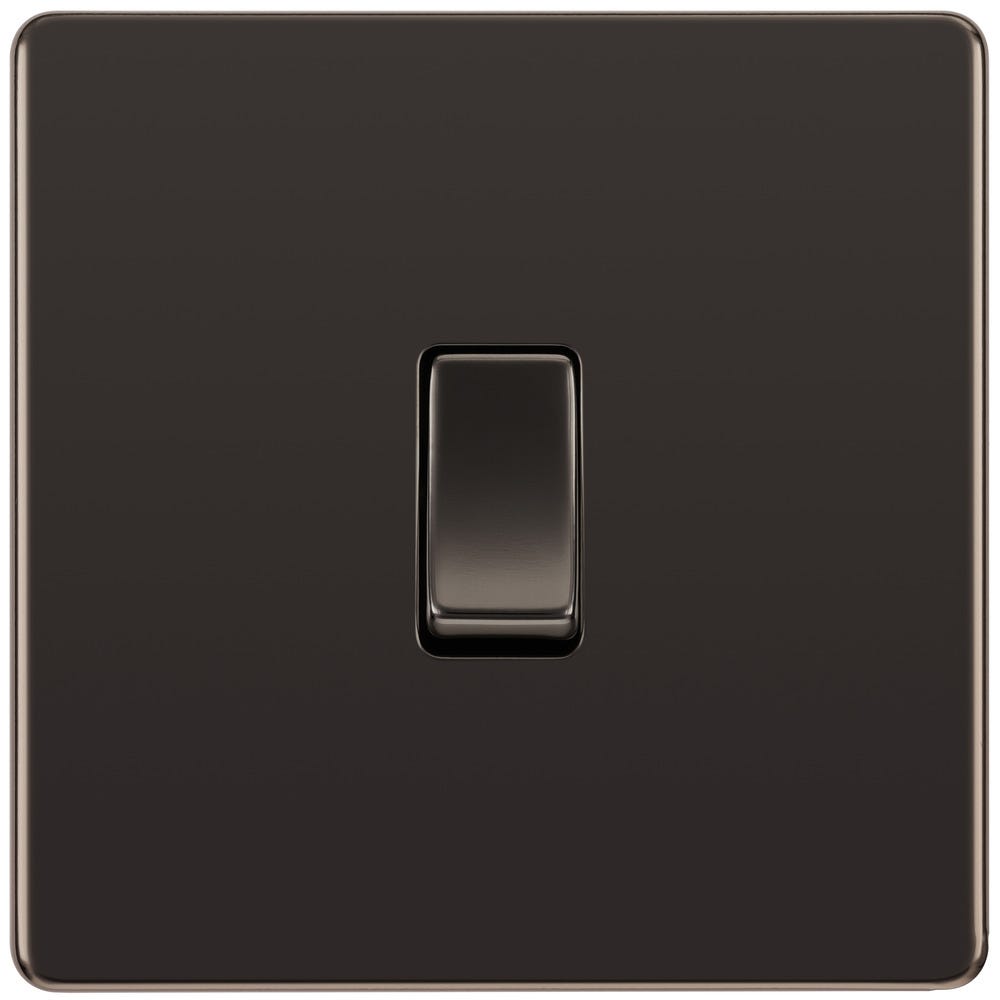 BG Screwless 20A 1 Gang 2 Way Light Switch Black Nickel FBN12