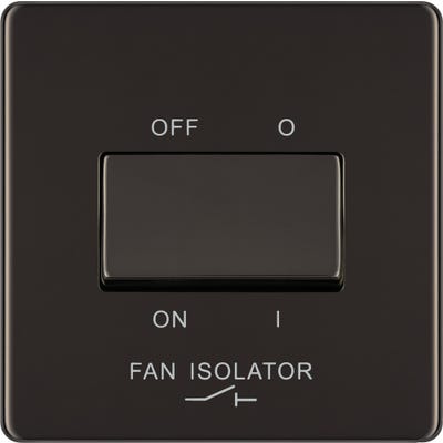 BG Screwless 10A 3 Pole Fan Isolator Switch Black Nickel FBN15