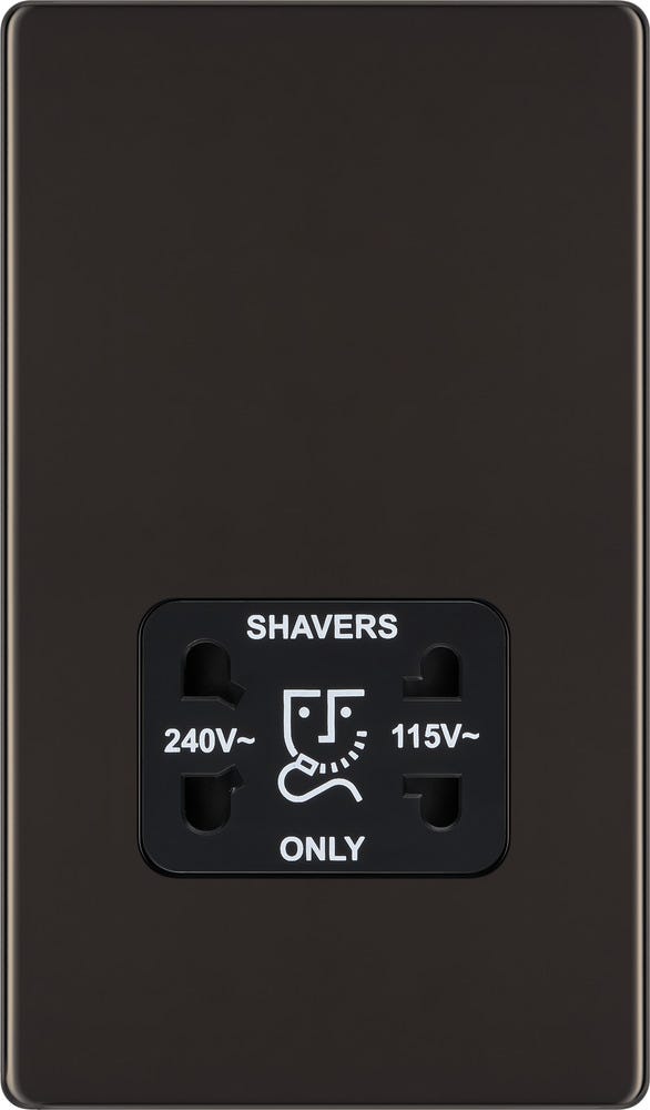 BG Screwless 115-230V Dual Voltage Shaver Socket Black Nickel FBN20B