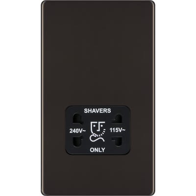 BG Screwless 115-230V Dual Voltage Shaver Socket Black Nickel FBN20B
