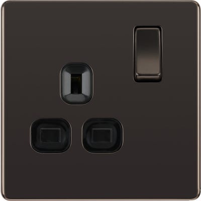 BG Screwless 13A 1 Gang DP Switched Socket Black Nickel FBN21B