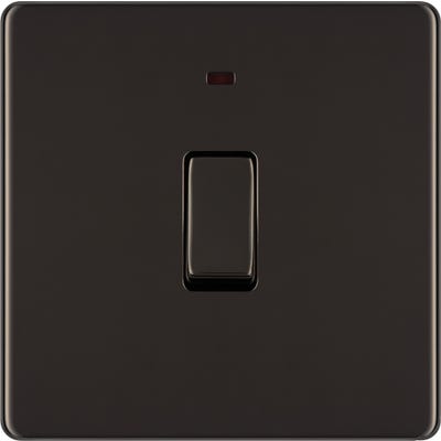 BG Screwless 20A 1 Gang DP Neon Switch Black Nickel FBN31