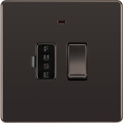BG Screwless 13A Neon Switched Fused Spur Unit Black Nickel FBN52