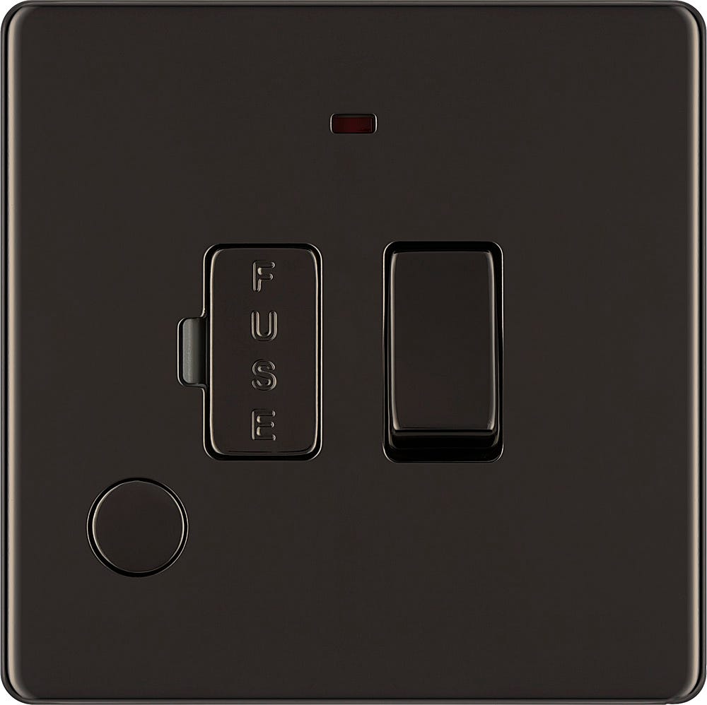 BG Screwless 13A Neon Flex Switched Fused Spur Unit Black Nickel FBN53