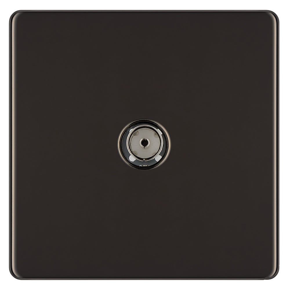 BG Screwless 1 Gang Coaxial TV Socket Black Nickel FBN60