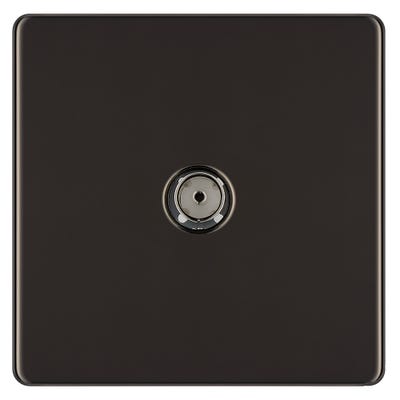 BG Screwless 1 Gang Coaxial TV Socket Black Nickel FBN60